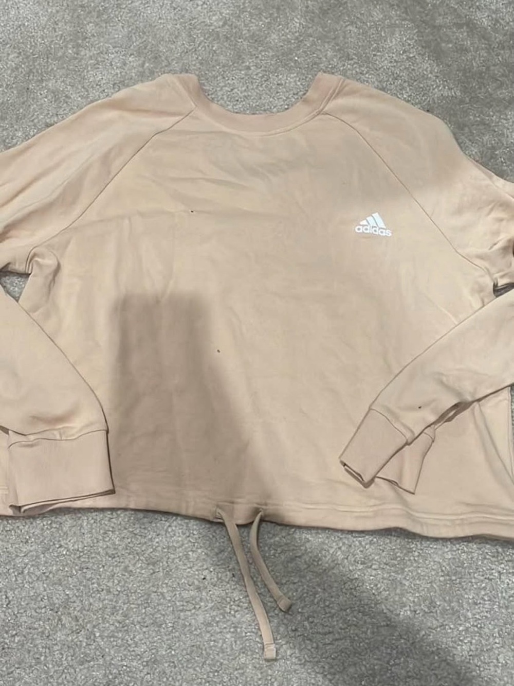 adidas Women's Light Beige Crewneck Sweatshirt with Drawstring Hem